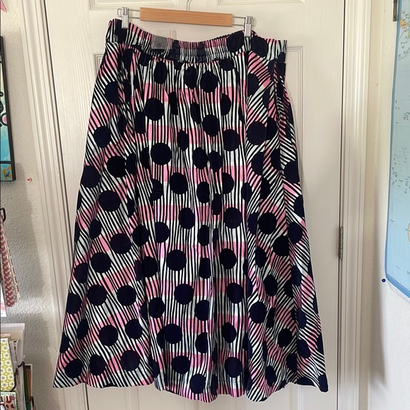 Frances Valentine Ball Skirt Scoop Flocked Velvet Navy Multi Size 1X New W/Tags - Picture 9 of 9